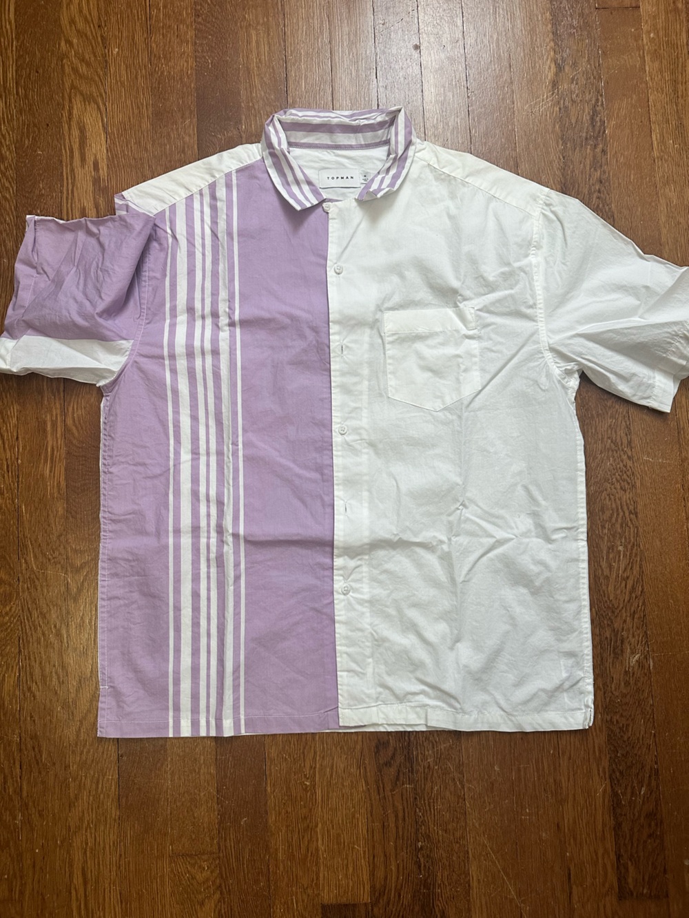 Topman White and Lavender Two-Tone Short Sleeve Tee